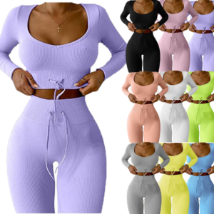 New Knitted Nine-point Long-sleeved Sports Yoga Suit