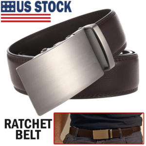Microfiber Leather Men's Ratchet Belt Belts For Men Adjustable Automatic Buckle Dark Brown